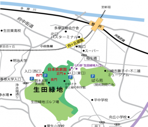日本民家園アクセス地図